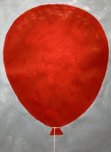 Roter Ballon mit silbernem Hintergrund - Maltherapie